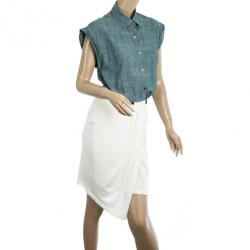 Pre Owned Alexander Wang Denim Oxford Shirt Dress with Rib Combo M