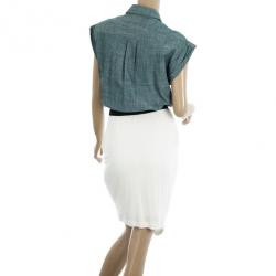 Pre Owned Alexander Wang Denim Oxford Shirt Dress with Rib Combo M