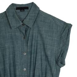 Pre Owned Alexander Wang Denim Oxford Shirt Dress with Rib Combo M