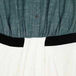 Pre Owned Alexander Wang Denim Oxford Shirt Dress with Rib Combo M