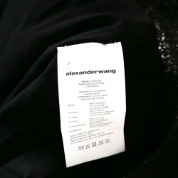 Alexander Wang Metallic Black Cotton Blend Tweed Chain Strap Detail Mini Dress S
