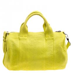 Alexander Wang Yellow Pebbled Leather Rocco Duffel Bag