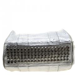 Alexander Wang Silver Pebbled Leather Rocco Duffel Bag