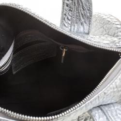 Alexander Wang Silver Pebbled Leather Rocco Duffel Bag
