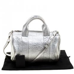 Alexander Wang Silver Pebbled Leather Rocco Duffel Bag