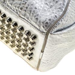 Alexander Wang Silver Pebbled Leather Rocco Duffel Bag