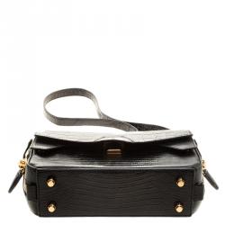 Alexander Wang Black Croc and Lizard Embossed Leather Tri Fold Shoulder Bag