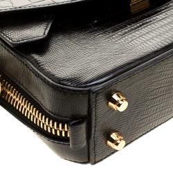 Alexander Wang Black Croc and Lizard Embossed Leather Tri Fold Shoulder Bag
