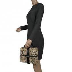 Alexander Wang Beige/Black Python Embossed Leather Top Handle Box Bag 