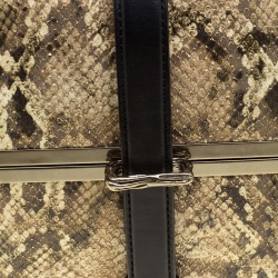 Alexander Wang Beige/Black Python Embossed Leather Top Handle Box Bag 