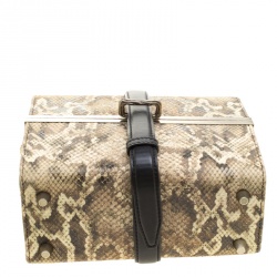 Alexander Wang Beige/Black Python Embossed Leather Top Handle Box Bag 