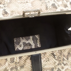 Alexander Wang Beige/Black Python Embossed Leather Top Handle Box Bag 