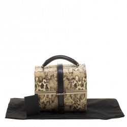 Alexander Wang Beige/Black Python Embossed Leather Top Handle Box Bag 