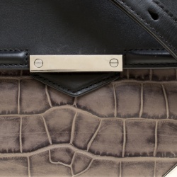 Alexander Wang Black/Grey Croc Embossed and Leather Marion Shoulder Bag