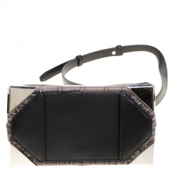 Alexander Wang Black/Grey Croc Embossed and Leather Marion Shoulder Bag