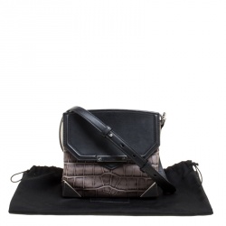 Alexander Wang Black/Grey Croc Embossed and Leather Marion Shoulder Bag