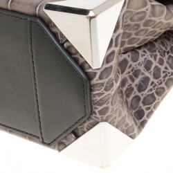 Alexander Wang Black/Grey Croc Embossed and Leather Marion Shoulder Bag