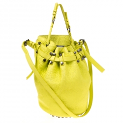 Alexander Wang Lime Green Textured Leather Diego Bucket Bag