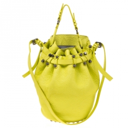 Alexander Wang Lime Green Textured Leather Diego Bucket Bag