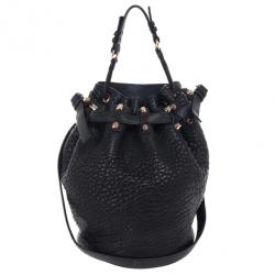 Alexander Wang Black Diego Textured-Leather Bucket Bag