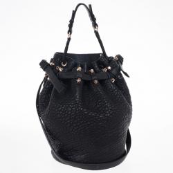 Alexander Wang Black Diego Textured-Leather Bucket Bag