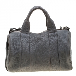 Alexander Wang Grey Pebbled Leather Rocco Duffel Bag