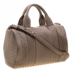 Alexander Wang Dark Beige Pebbled Leather Rocco Duffel Bag