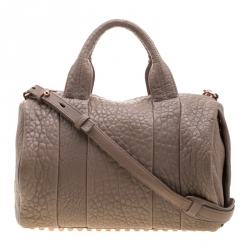 Alexander Wang Dark Beige Pebbled Leather Rocco Duffel Bag