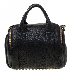 Alexander Wang Black Textured Leather Rocco Duffel Bag