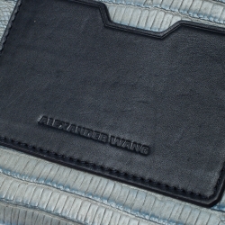 Alexander Wang Grey/Blue Lizard Embossed Leather Wallet