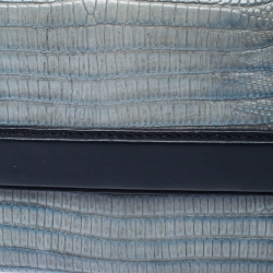 Alexander Wang Grey/Blue Lizard Embossed Leather Wallet
