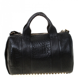Alexander Wang Black Textured Leather Rocco Duffel Bag
