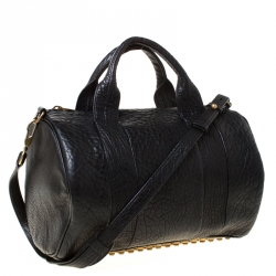 Alexander Wang Black Textured Leather Rocco Duffel Bag