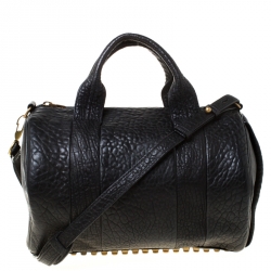 Alexander Wang Black Textured Leather Rocco Duffel Bag