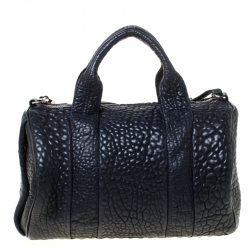 Alexander Wang Navy Blue Textured Leather Rocco Duffel Bag