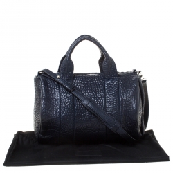 Alexander Wang Navy Blue Textured Leather Rocco Duffel Bag