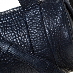 Alexander Wang Navy Blue Textured Leather Rocco Duffel Bag