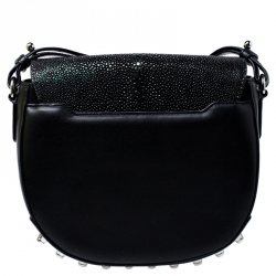 Alexander Wang Black Stingray and Leather Alpha Lia Saddle Bag