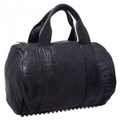 Alexander Wang Black Textured Leather Rocco Duffel Bag