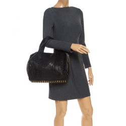 Alexander Wang Black Textured Leather Rocco Duffel Bag