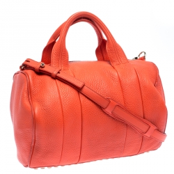 Alexander Wang Orange Pebbled Leather Rocco Duffel Bag