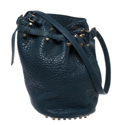 Alexander Wang Blue Textured Leather Diego Bucket Bag