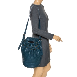 Alexander Wang Blue Textured Leather Diego Bucket Bag