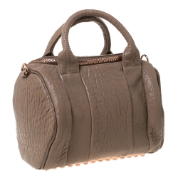Pre Owned Alexander Wang Brown Textured Leather Rocco Duffel Bag