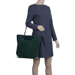 Alexander Wang Serpentine Green Suede And Croc Embossed Leather 'Prisma' Shopper Tote