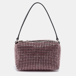 Alexander Wang Pink Crystal Embellished And Leather Mini Heiress Clutch Bag
