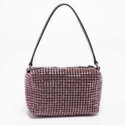 Alexander Wang Pink Crystal Embellished And Leather Mini Heiress Clutch Bag
