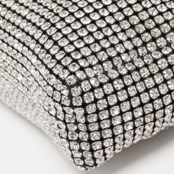 Alexander Wang Silver Crystal Embellished and Leather Heiress Pochette