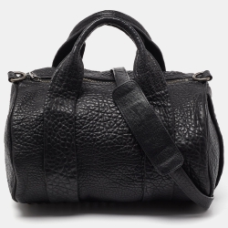 Black Pebbled Leather Rocco Duffle