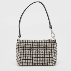 Alexander Wang Black Leather Rhinestone Mini Wangloc Pouch